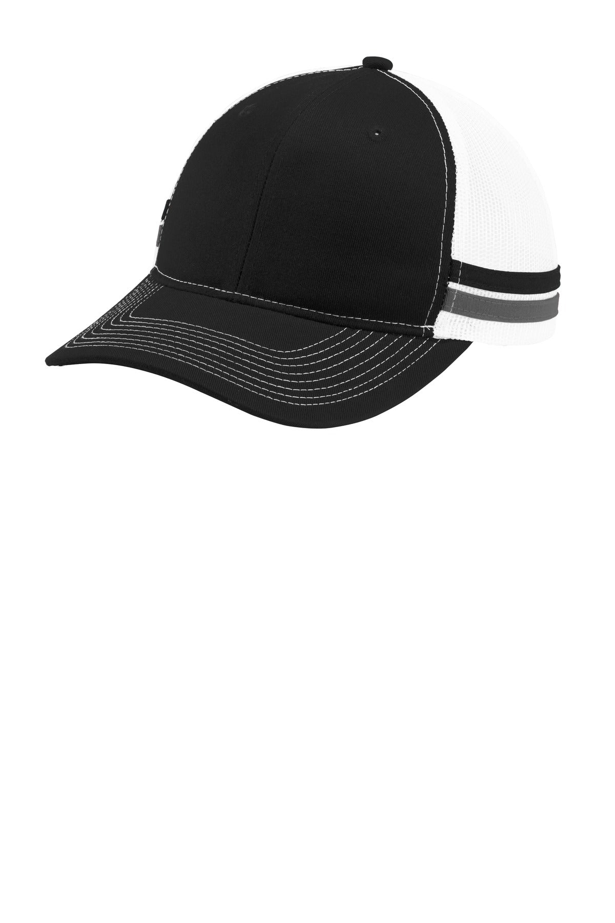 Port Authority® Two-Stripe Snapback Trucker Cap. C113