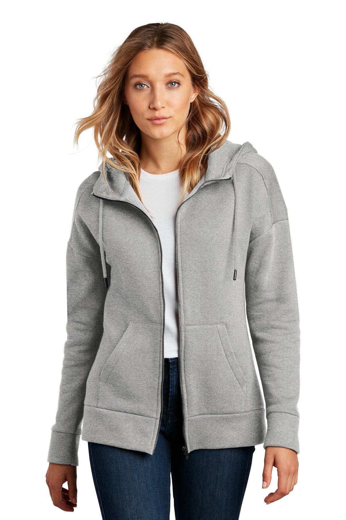 District® Women's Perfect Weight® Fleece Drop Shoulder Full-Zip Hoodie DT1104