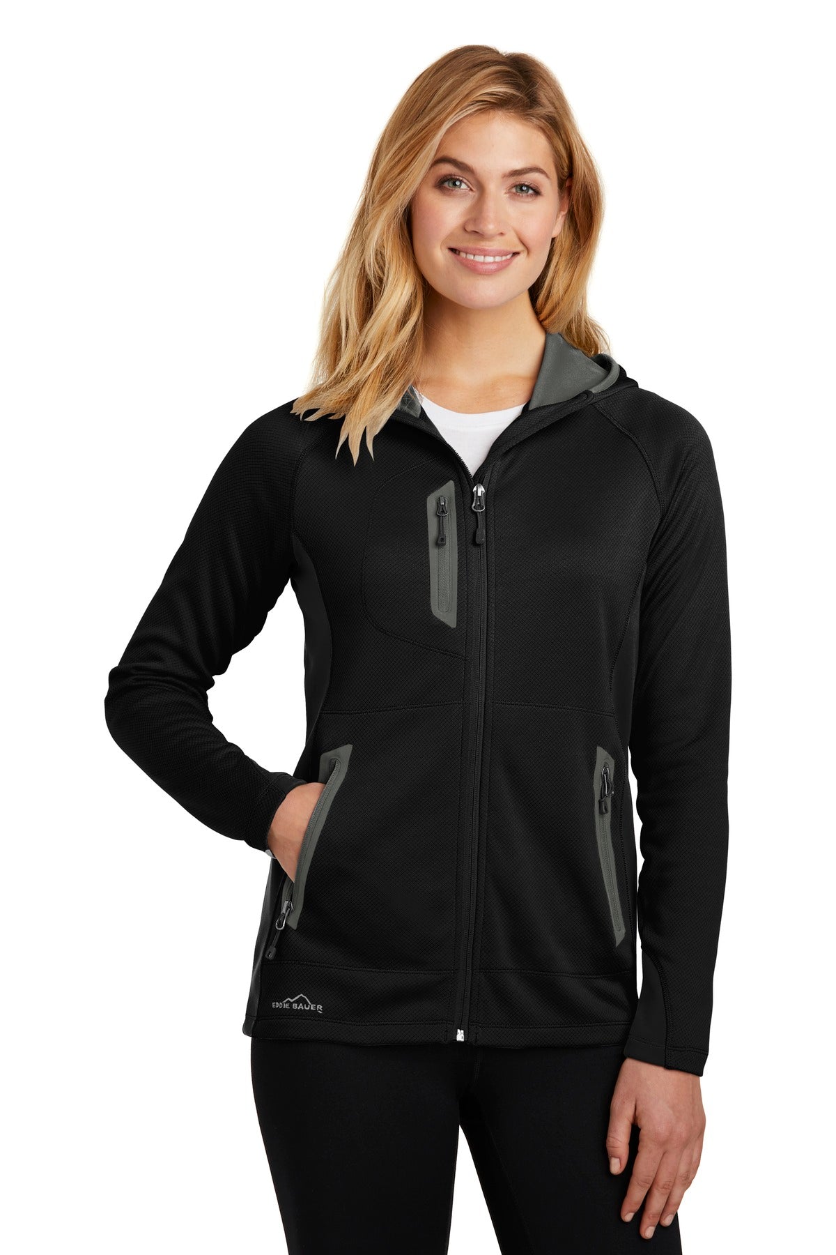 Eddie Bauer® Ladies Sport Hooded Full-Zip Fleece Jacket. EB245