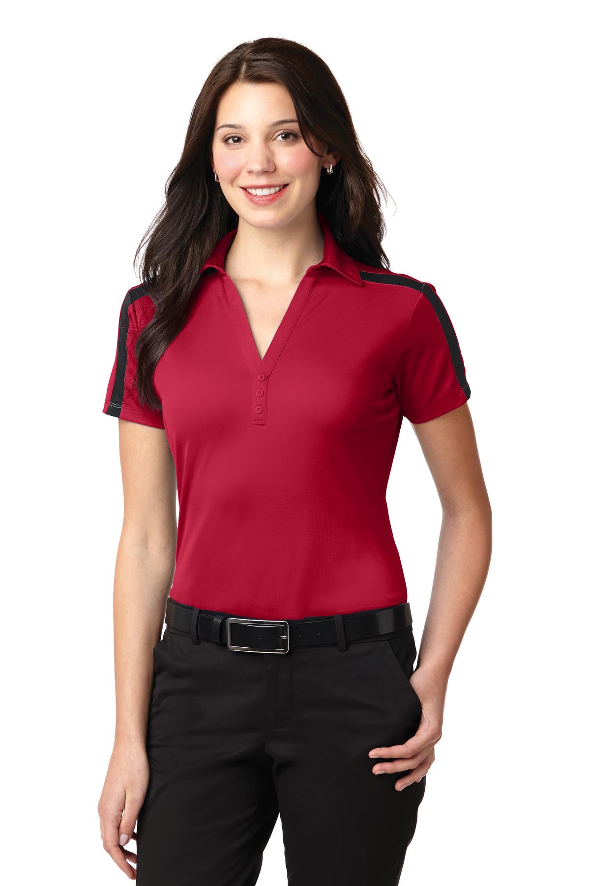 Port Authority® Ladies Silk Touch™ Performance Colorblock Stripe Polo. L547