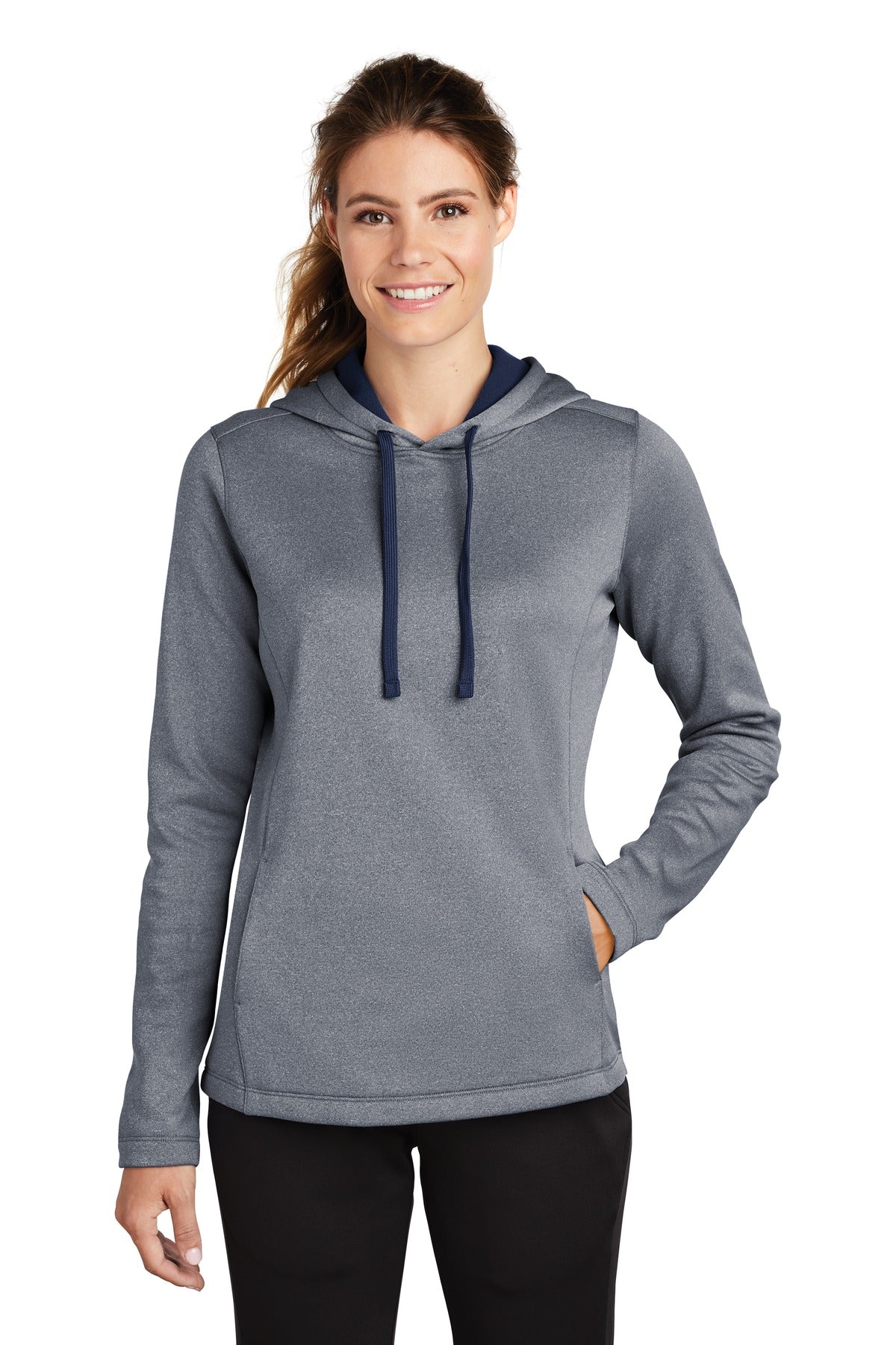 Sport-Tek® Ladies PosiCharge® Sport-Wick® Heather Fleece Hooded Pullover. LST264