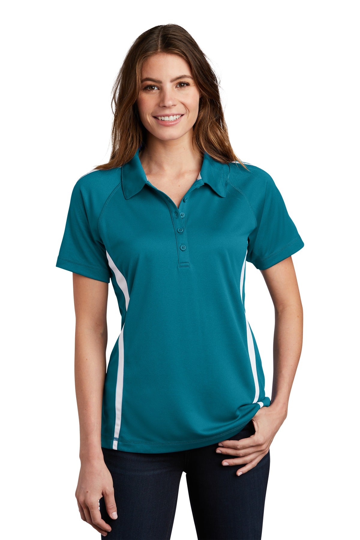 Sport-Tek® Ladies PosiCharge® Micro-Mesh Colorblock Polo. LST685