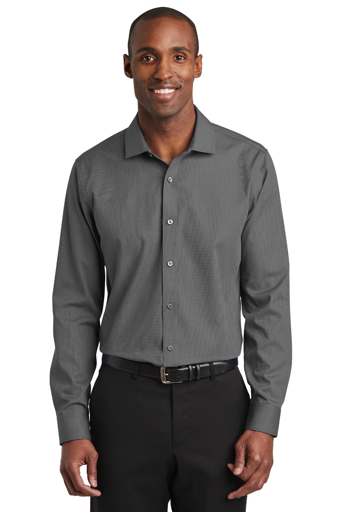 Red House® Slim Fit Nailhead Non-Iron Shirt. RH390