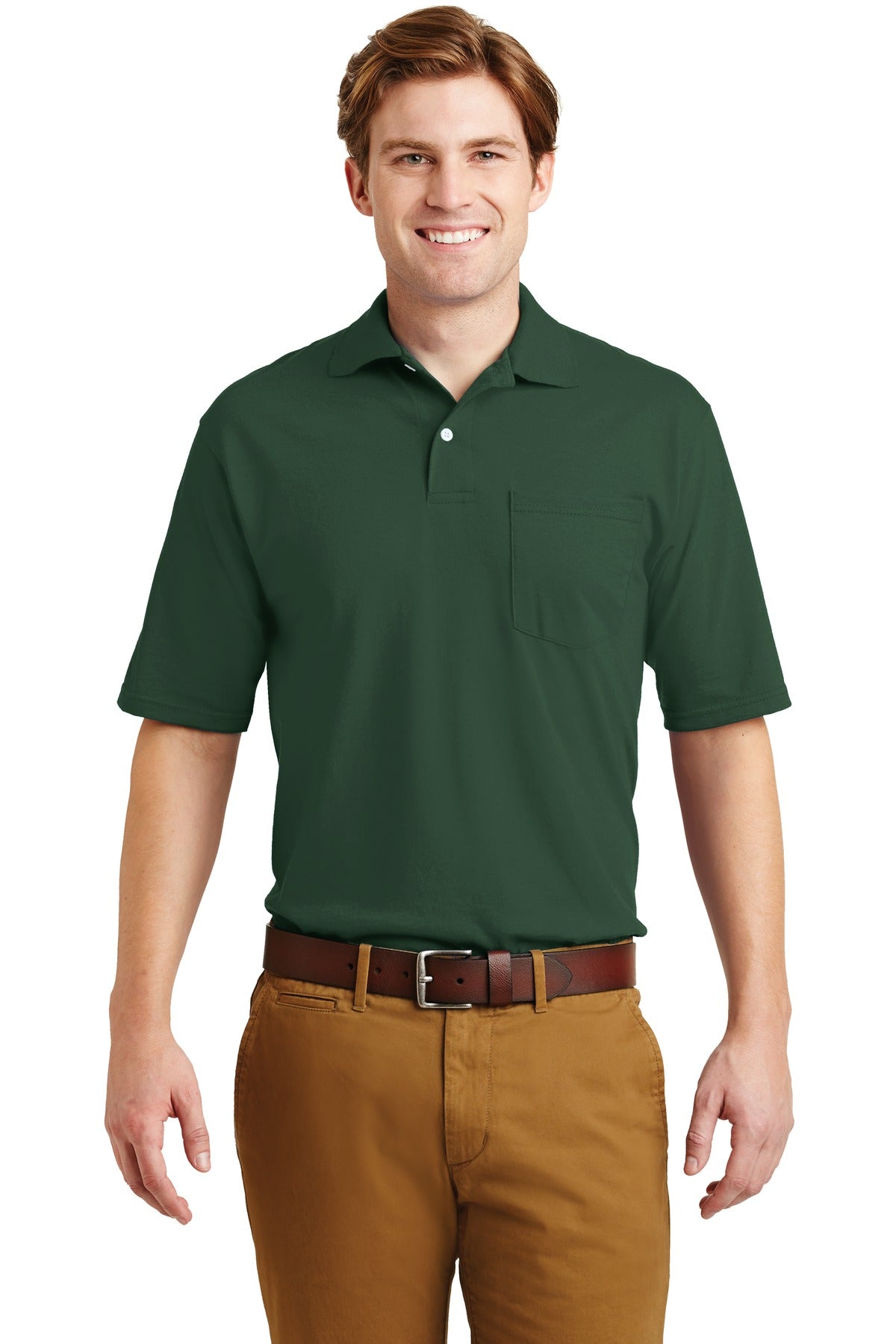 JERZEES® -SpotShield™ 5.4-Ounce Jersey Knit Sport Shirt with Pocket. 436MP