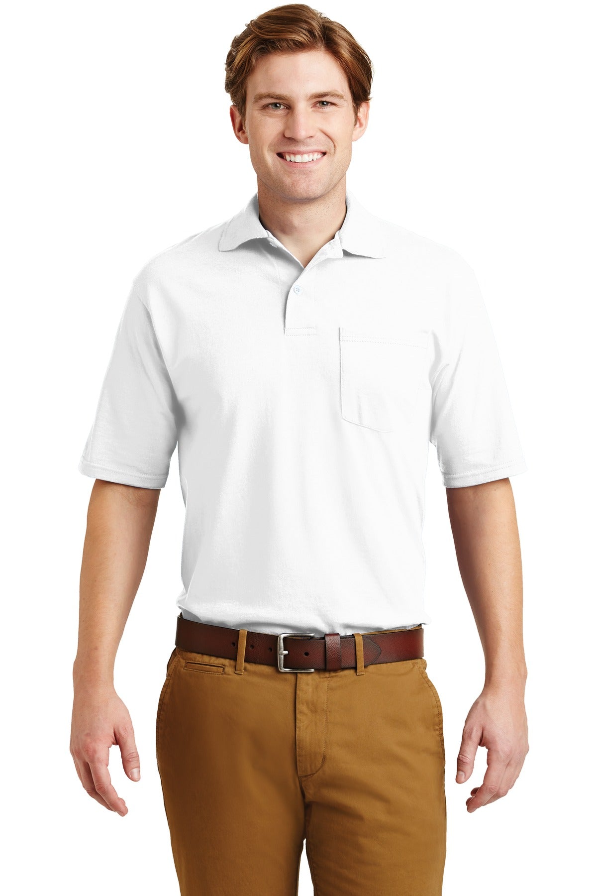 JERZEES® -SpotShield™ 5.4-Ounce Jersey Knit Sport Shirt with Pocket. 436MP