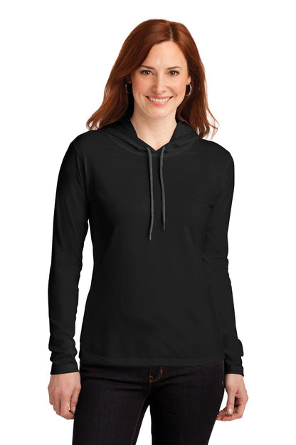 Gildan® Ladies 100% Combed Ring Spun Cotton Long Sleeve Hooded T-Shirt. 887L