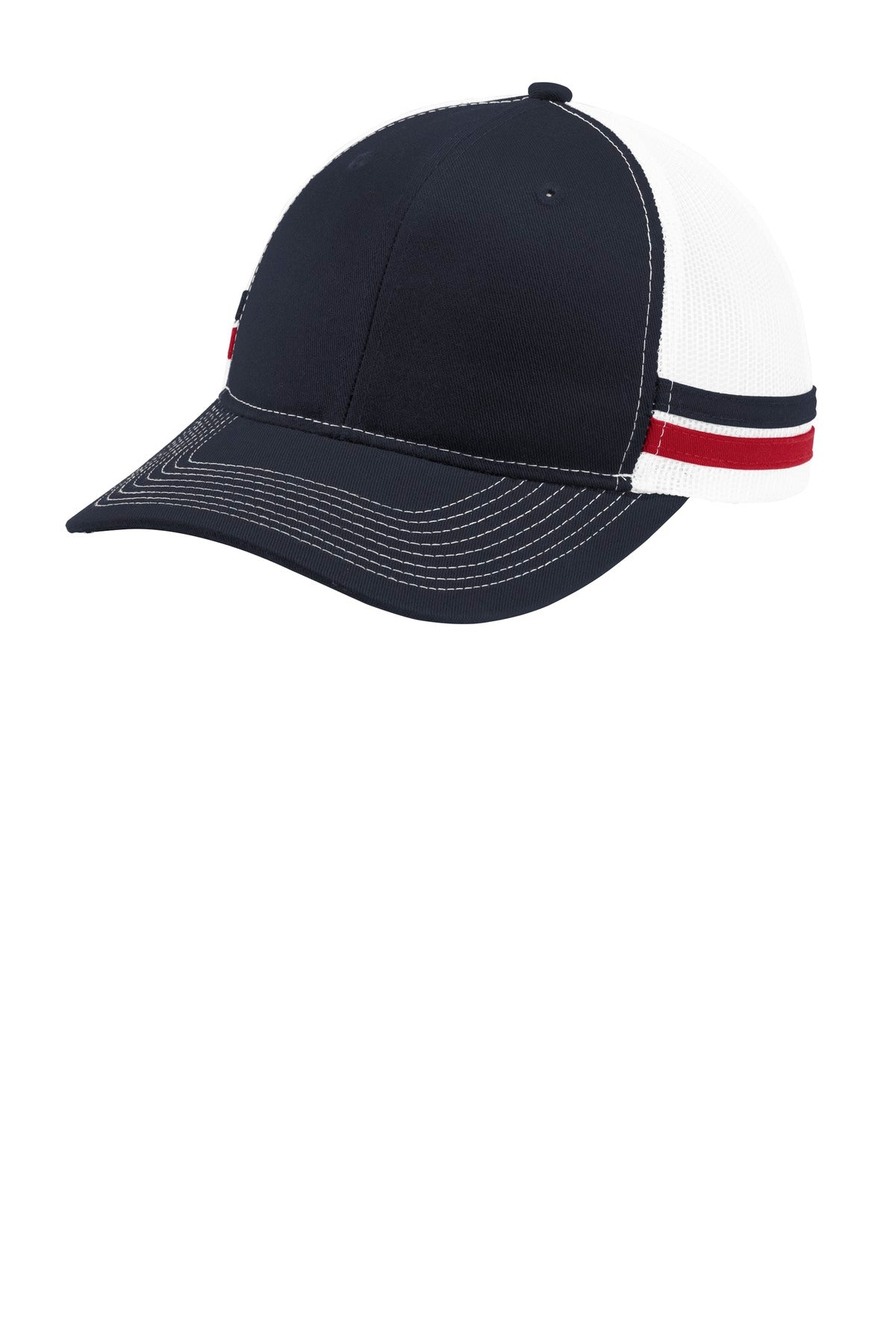 Port Authority® Two-Stripe Snapback Trucker Cap. C113