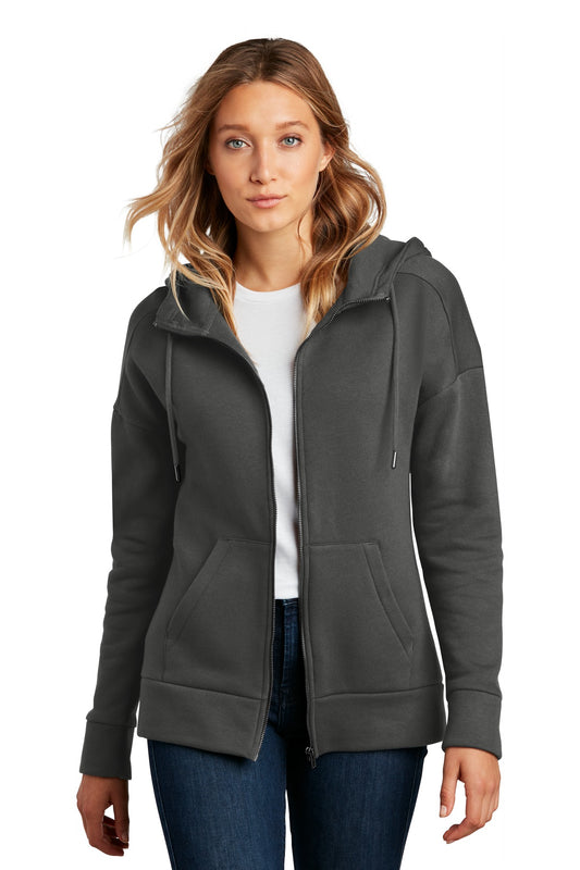District® Women's Perfect Weight® Fleece Drop Shoulder Full-Zip Hoodie DT1104