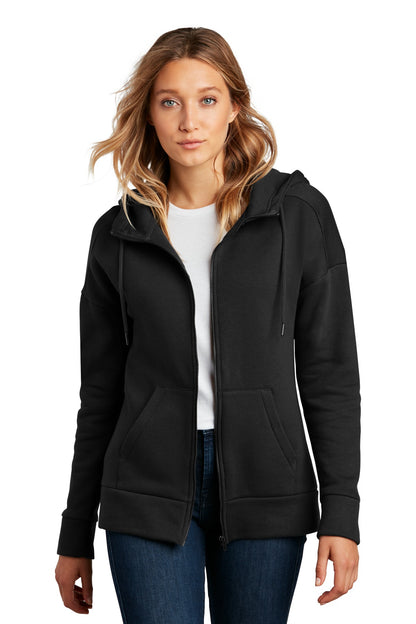 District® Women's Perfect Weight® Fleece Drop Shoulder Full-Zip Hoodie DT1104