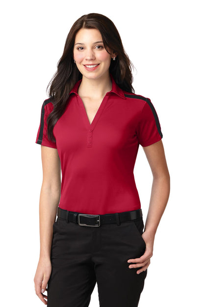 Port Authority® Ladies Silk Touch™ Performance Colorblock Stripe Polo. L547
