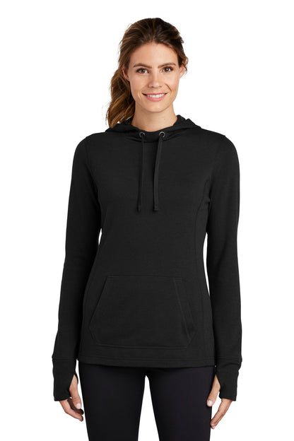 Sport-Tek® Ladies PosiCharge® Tri-Blend Wicking Fleece Hooded Pullover. LST296