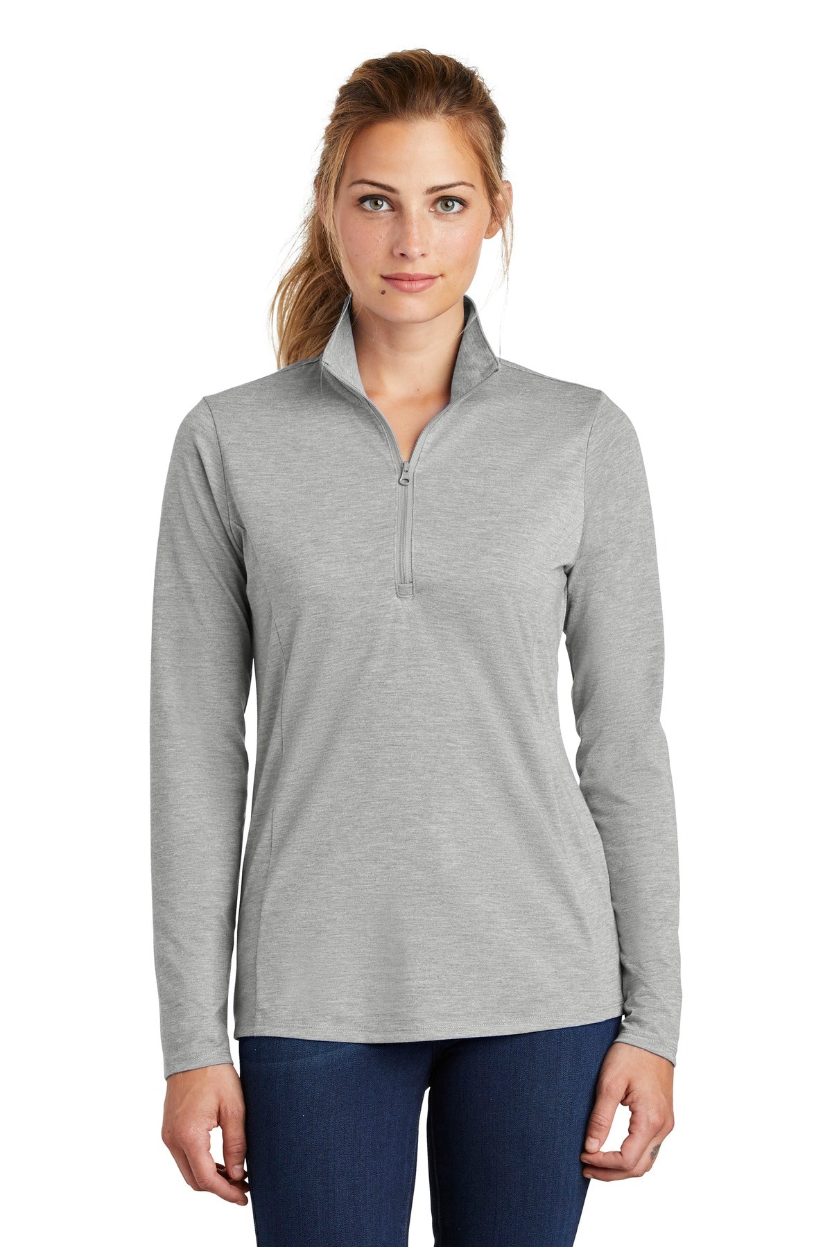 Sport-Tek® Ladies PosiCharge® Tri-Blend Wicking 1/4-Zip Pullover. LST407