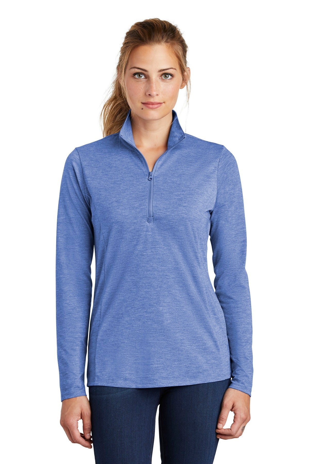 Sport-Tek® Ladies PosiCharge® Tri-Blend Wicking 1/4-Zip Pullover. LST407